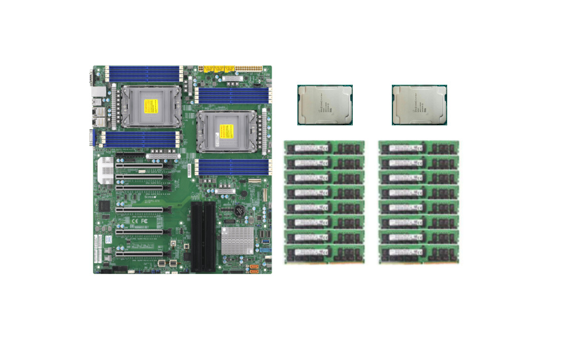 (For 4 GPU)Supermicro X12DPG-QT6+Intel Xeon Platinum 8352V 36C/72T *2+256GB RAM