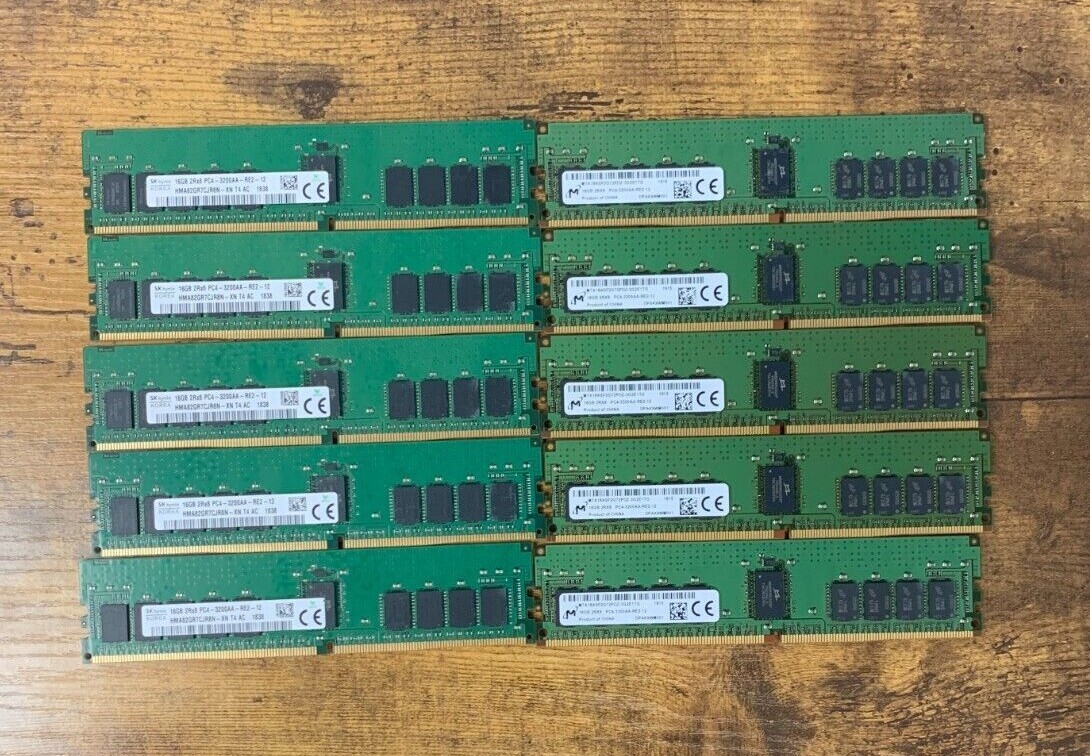 [ BULK LOT OF 10 ] 16GB 2Rx8 PC4 3200AA RDIMM DDR4 25600 ECC Server Memory RAM