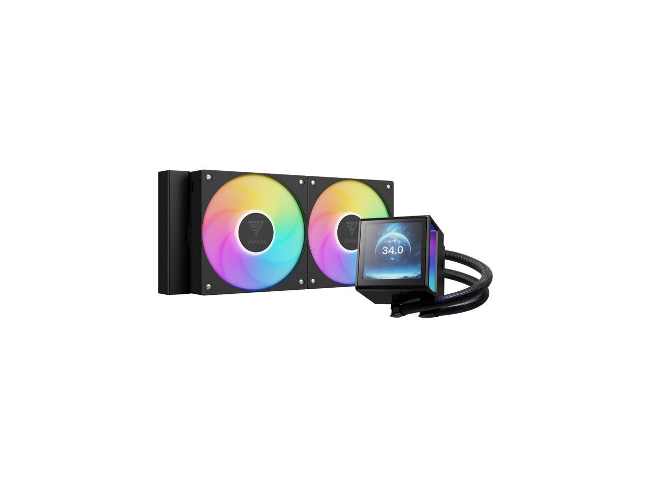 GAMDIAS CHIONE P5-240 Liquid CPU Cooler, 240mm AIO w/Customizable 3.4” IPS LCD,
