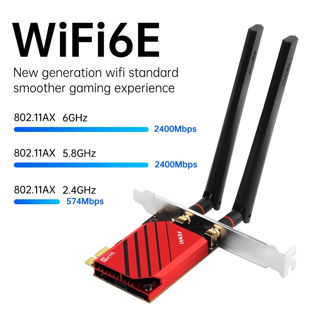 FV-AXE5400R WiFi 6E PCIe Desktop Network Card 6DB Dual Antenna RTL8852CE Chip