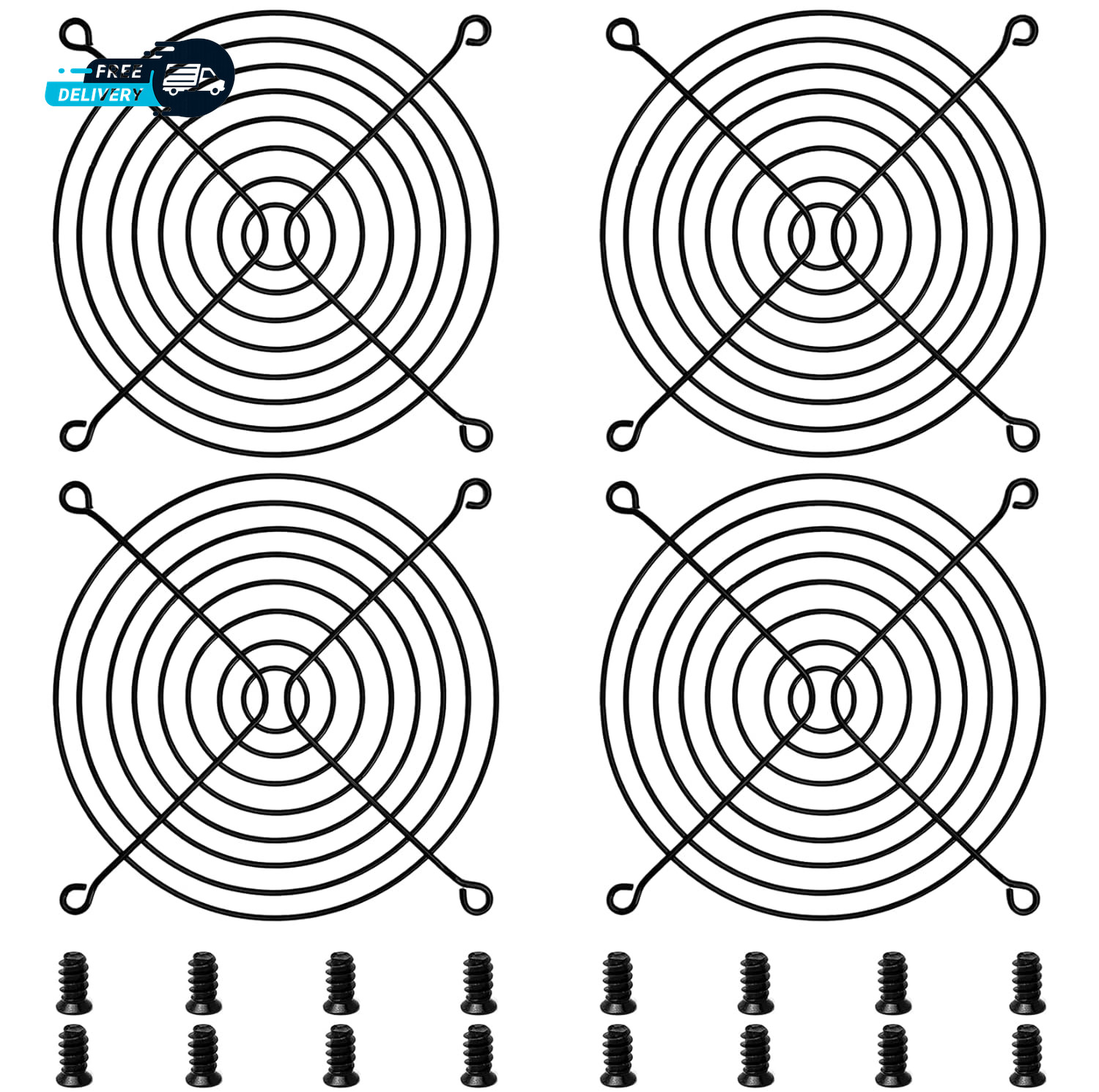 4 Pack 120Mm Fan Grill & Bracket Set – Metal Mesh Grills with Mounting Brackets