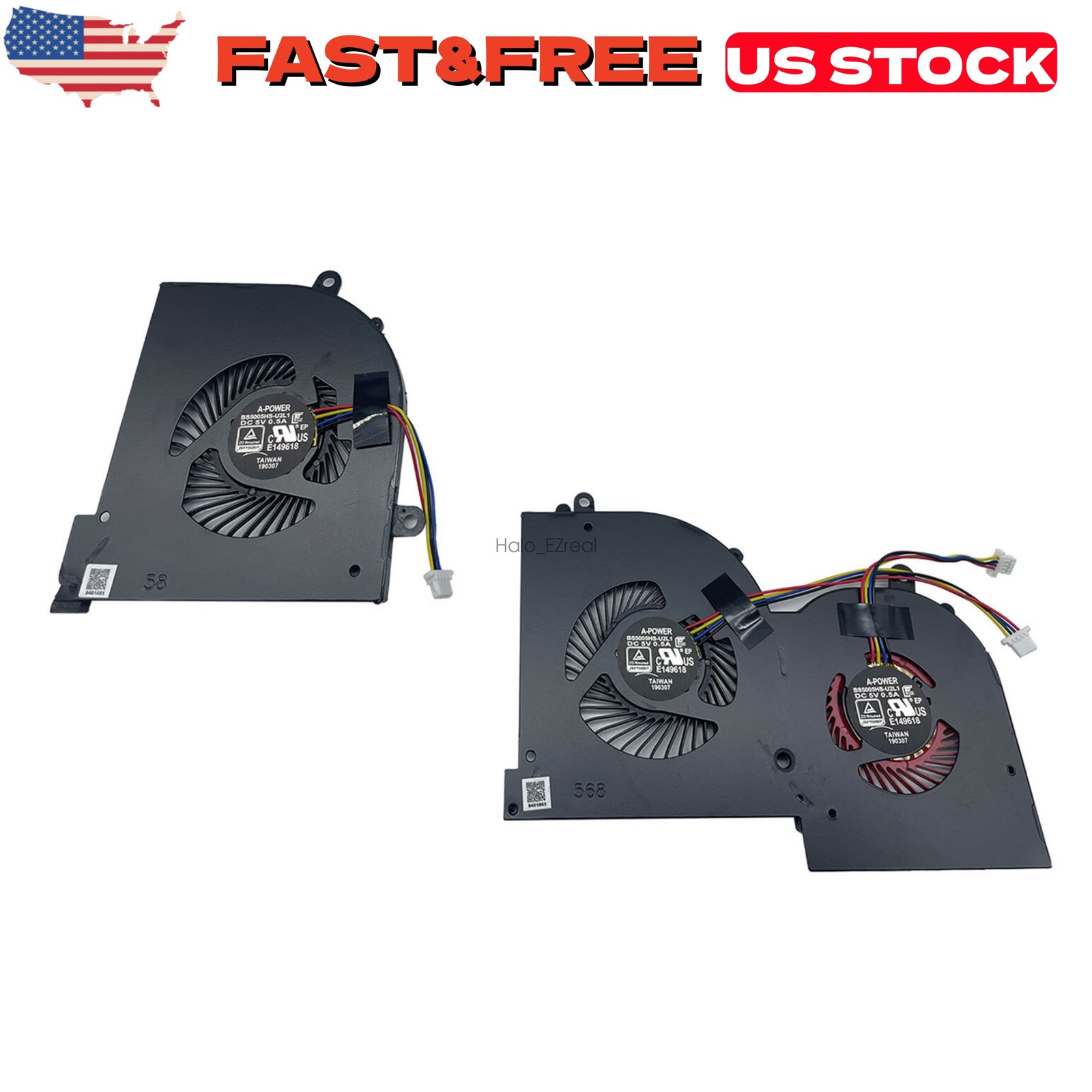 GPU & CPU Fan Fit For MSI GS65 Stealth 8SE 8SF 8SG Thin 8RE 8RF GS65VR MS-16Q2