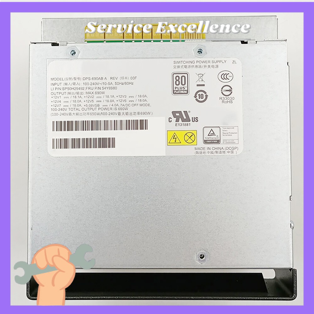 DPS-690AB A One 54Y8980 690W Power Supply for Lenovo ThinkStation P720 P520 New