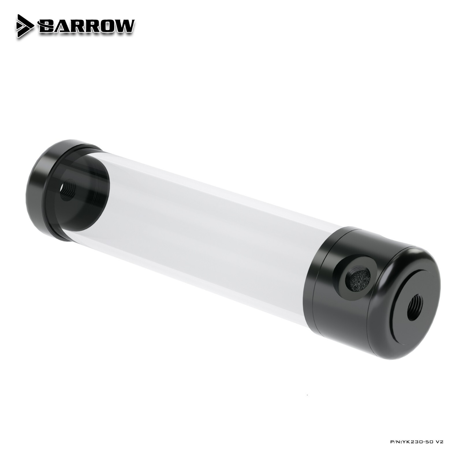 Barrow Acrylic Clear Tube Reservoir 50mm x 230mm G1/4″ Black for Water Cooling