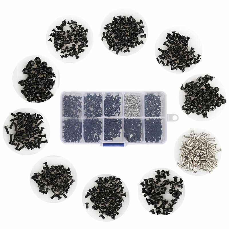 500pcs 10-Size Universal Laptop Computer Tablet M2 M2.5 M3 Screws Assortment Kit