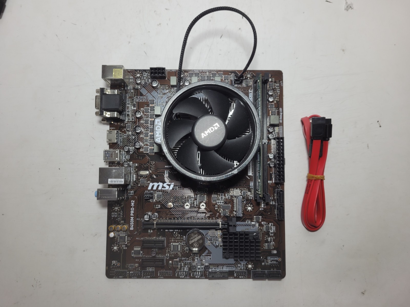 MSI B450M PRO-M2 Motherboard w/Ryzen 5 2400G, 4GB RAM, 2x SATA Cable *READ #1384