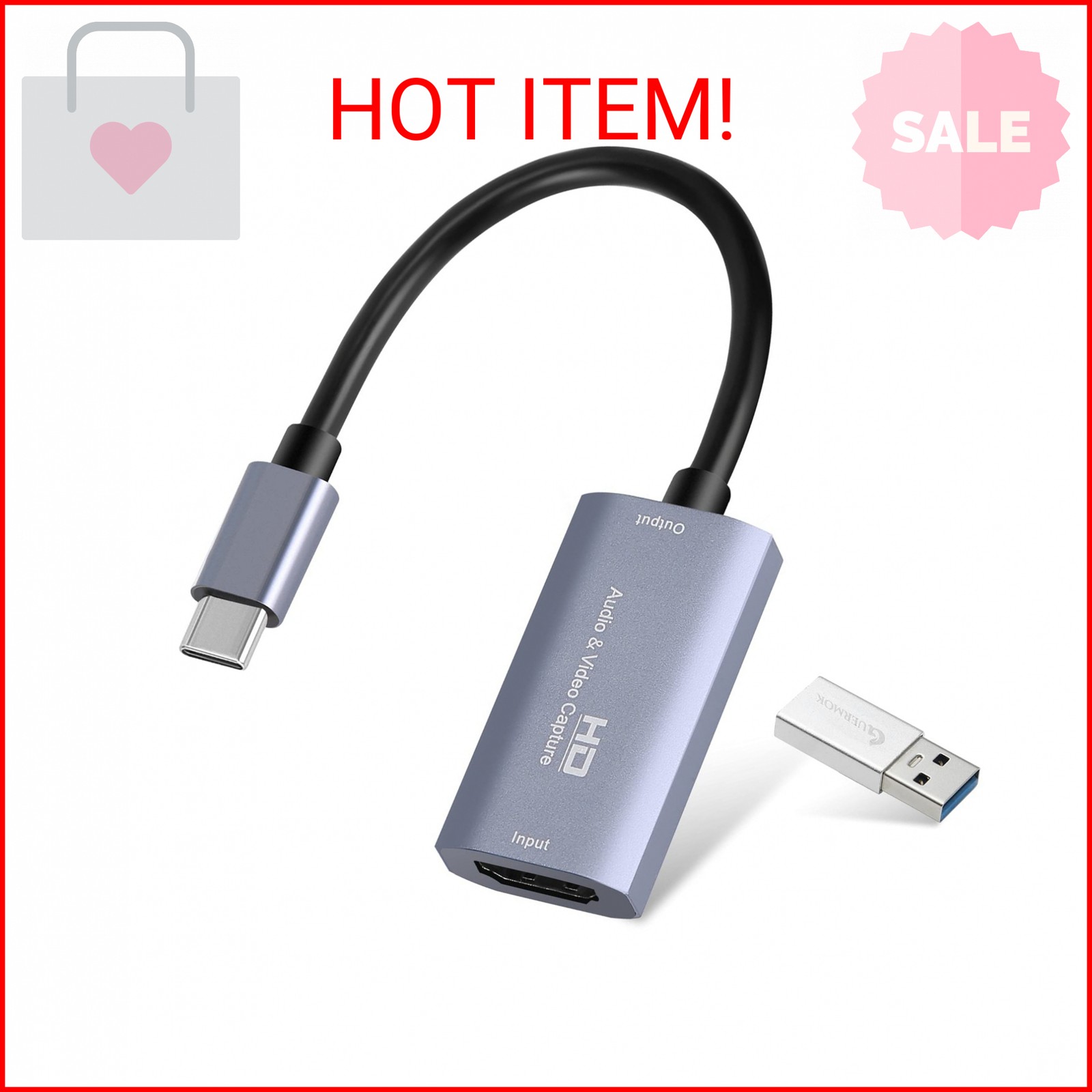 Guermok Video Capture Card, 4K USB3.0 HDMI to USB C Capture Card for Streaming,