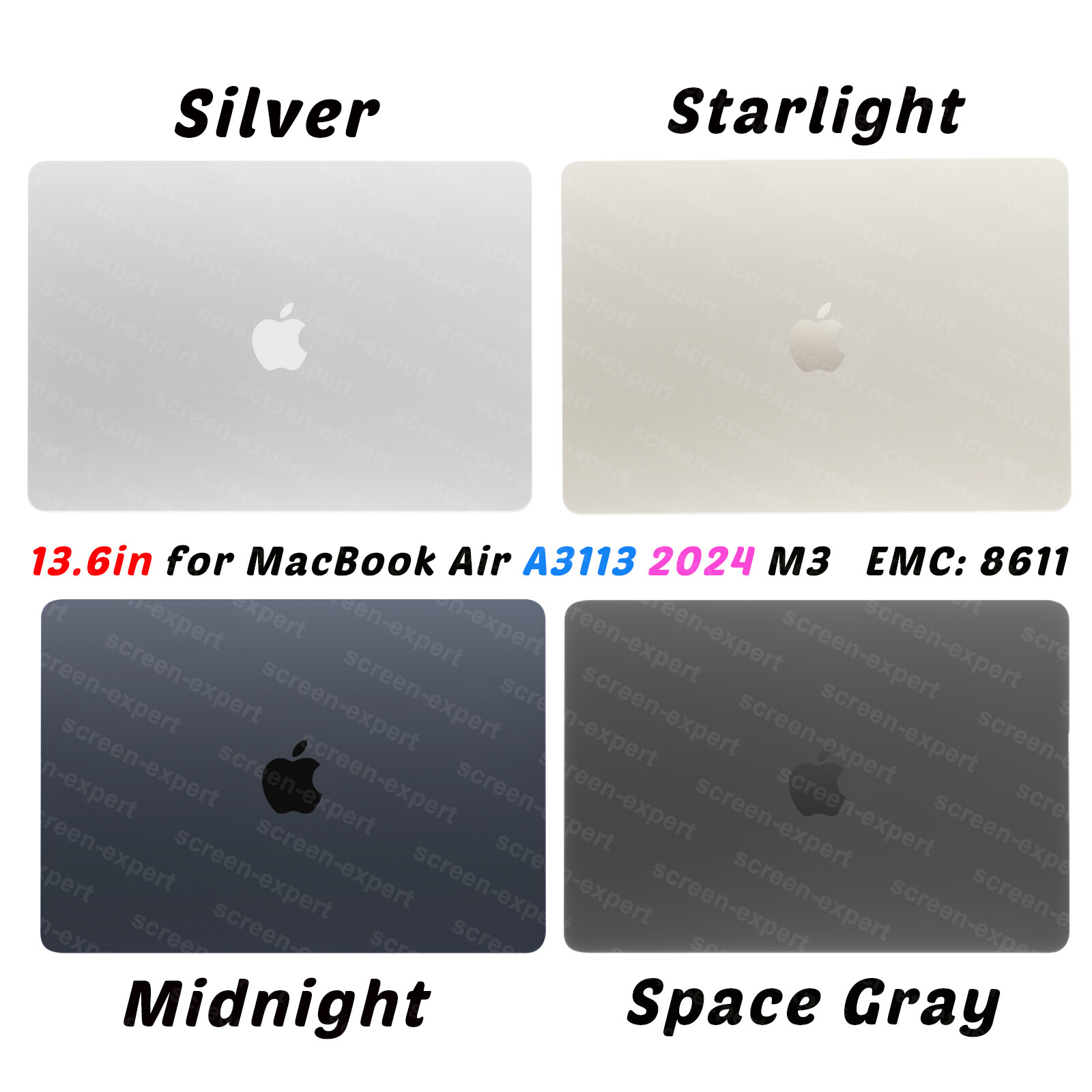 13″ for Macbook Air A3113 2024 M3 EMC 8611 MRXP3xx/A LCD Screen Display Assembly