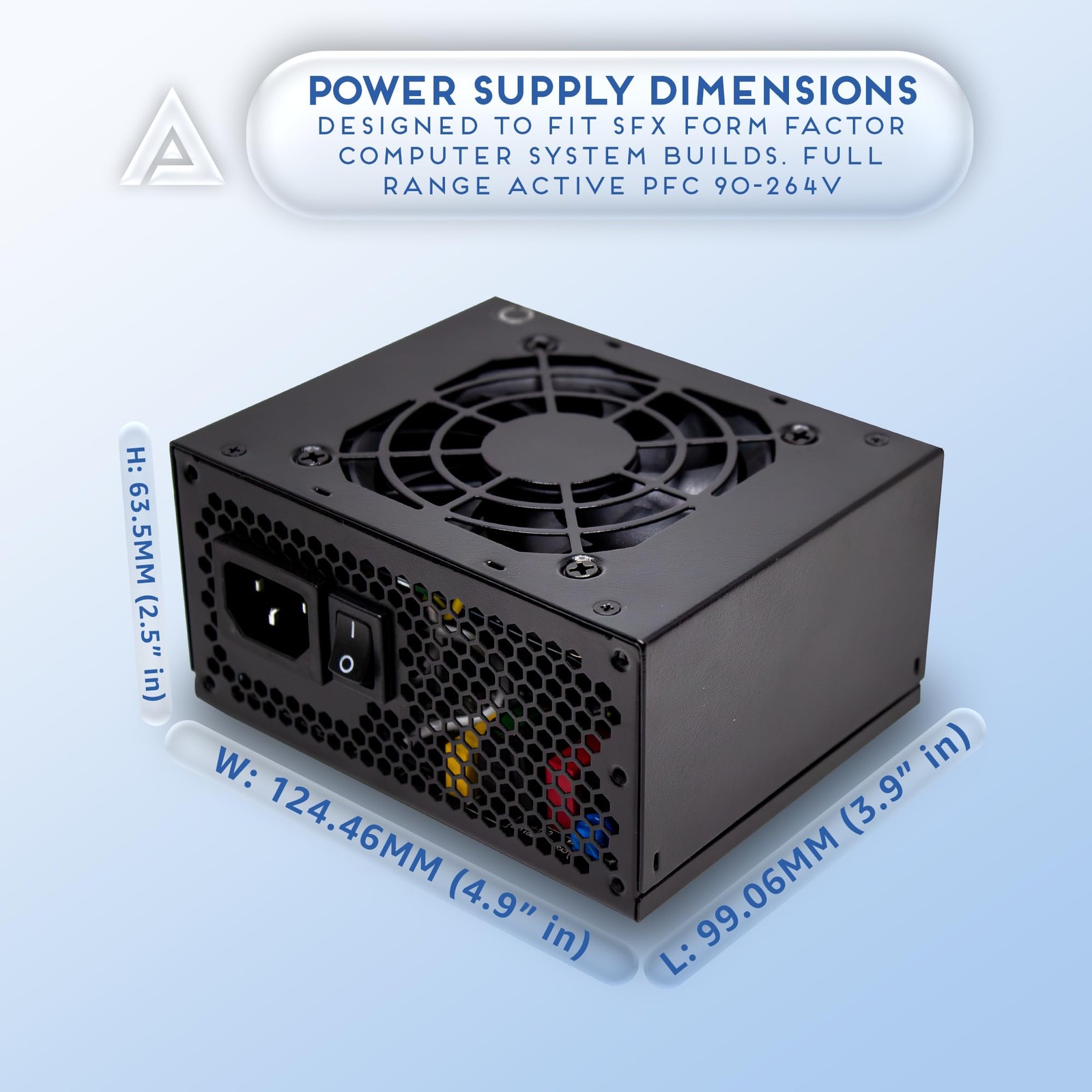 SFX-PFC600W SFX PFC 600W / Micro-ATX, Fixed Cables, Full Range Active PFC 90-…
