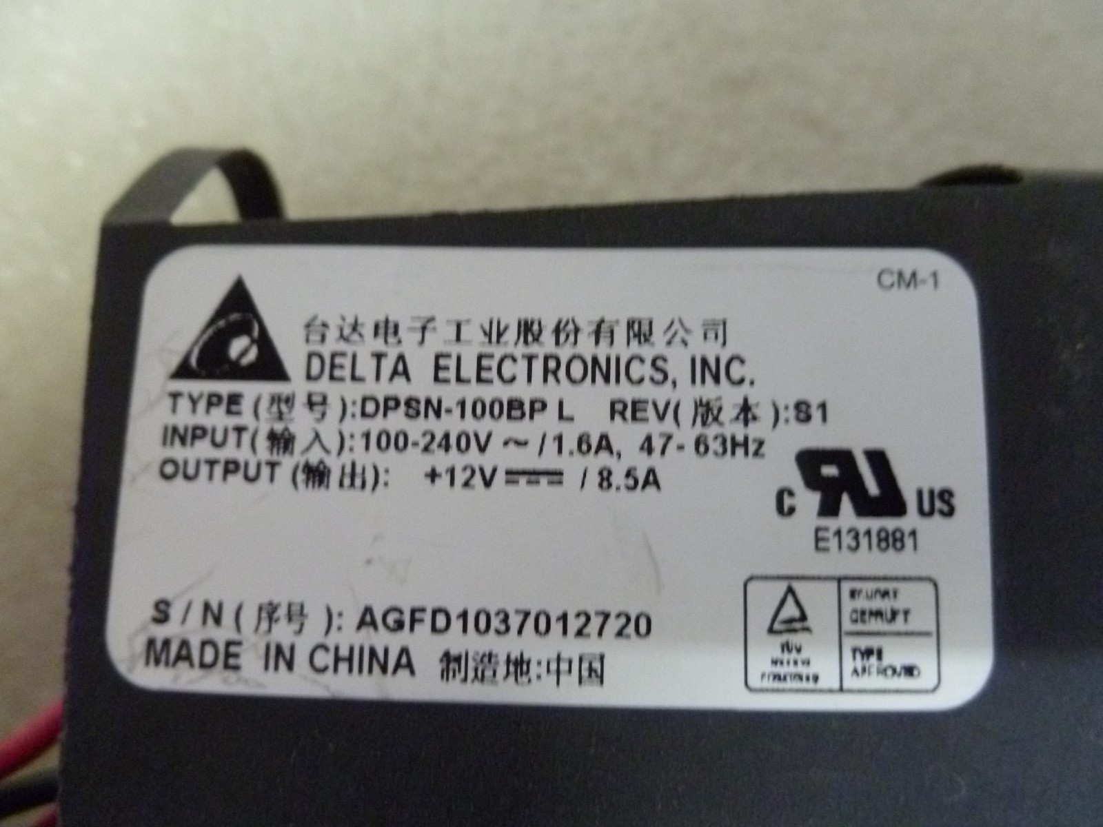 DELTA ELECTRONICS DPSN-100BP L 12V/8.5A Power Supplies