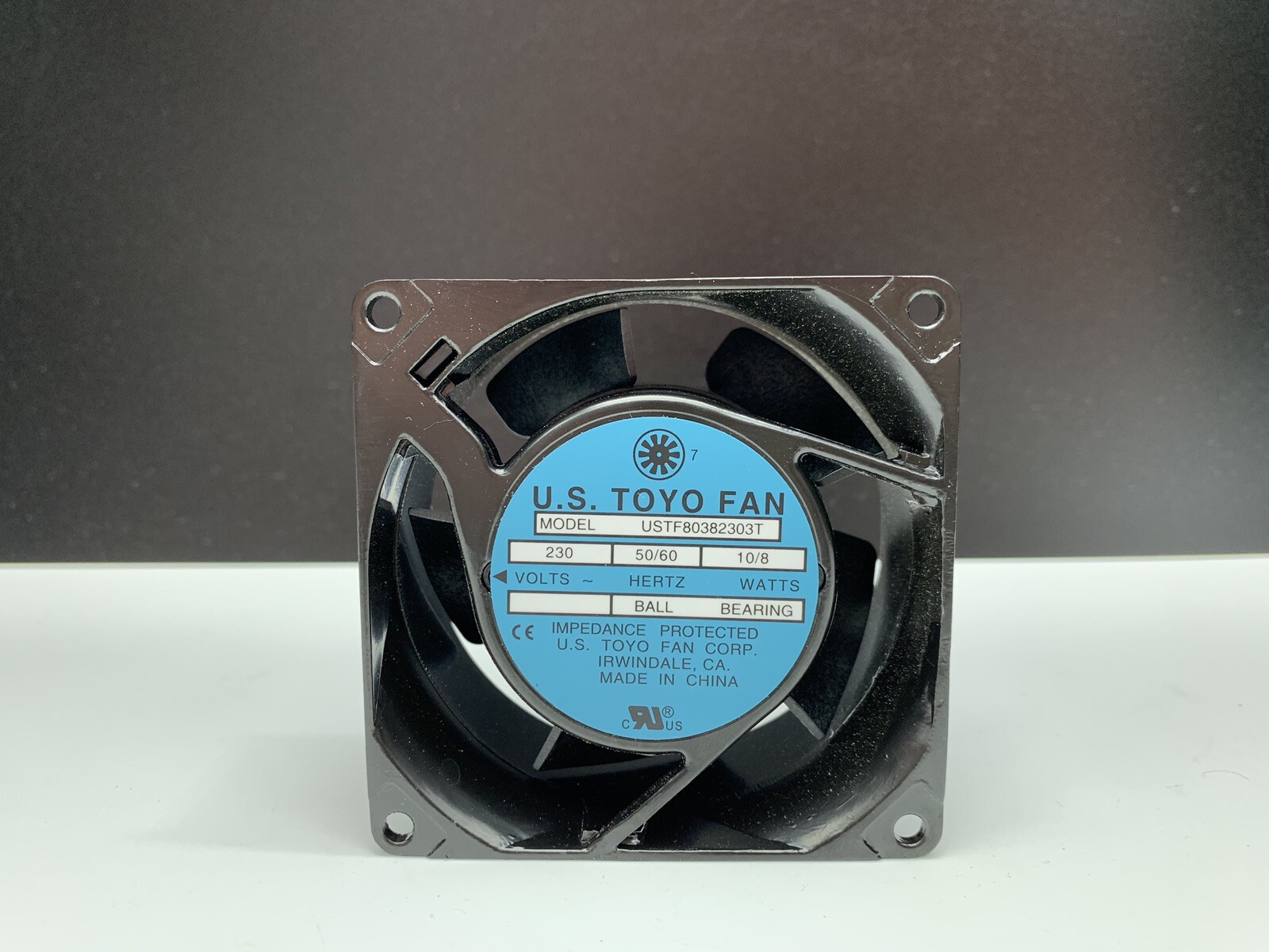 NEW U.S. TOYO FAN MODEL: USTF80382303T VOLTS: 230 HERTZ: 50/60 WATTS: 10/8