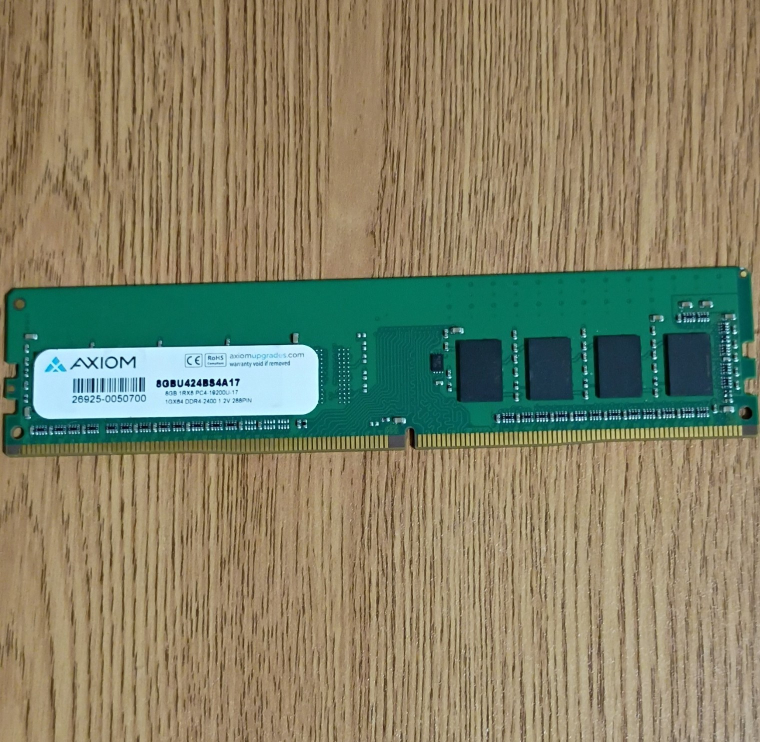 Axiom 8GB DDR4-2400 PC4-19200U 288-Pin UDIMM Unbuffered RAM 8GBU4248S4A17