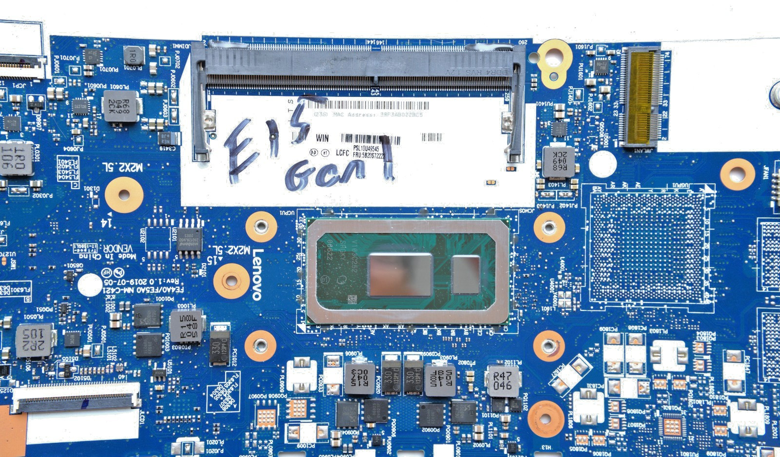 5B20S72223 For Lenovo ThinkPad E15 Gen 2 i5-10210U 1.6GHz NM-C421 Motherboard