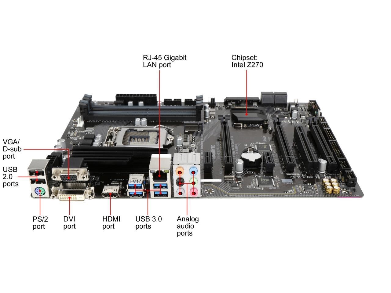GIGABYTE GA-Z270-HD3 LGA 1151 Intel Z270 HDMI SATA 6Gb/s USB 3.1 ATX Motherboard