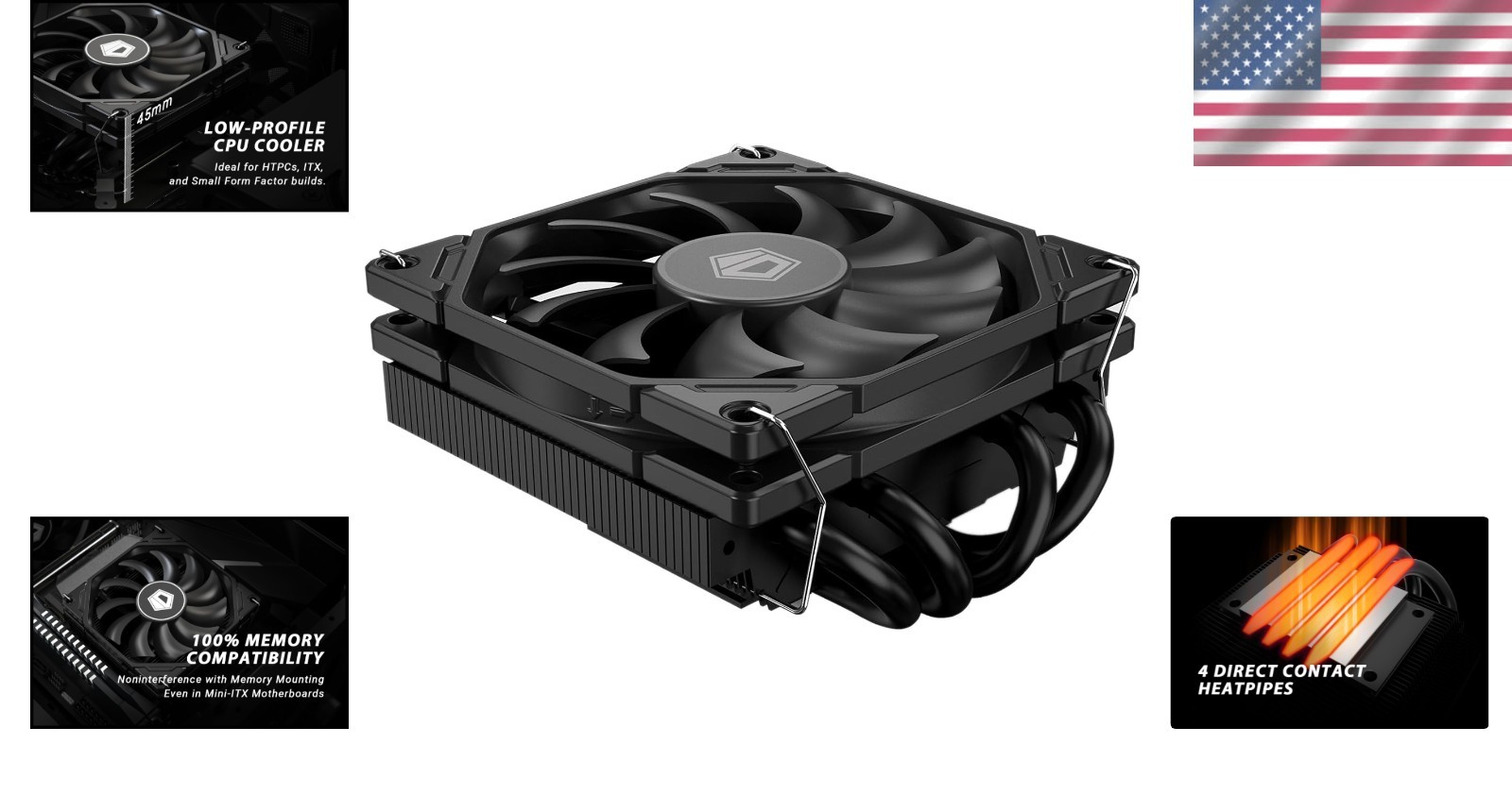 45mm Height Low Profile CPU Cooler – Slim Fan, Intel/AMD`