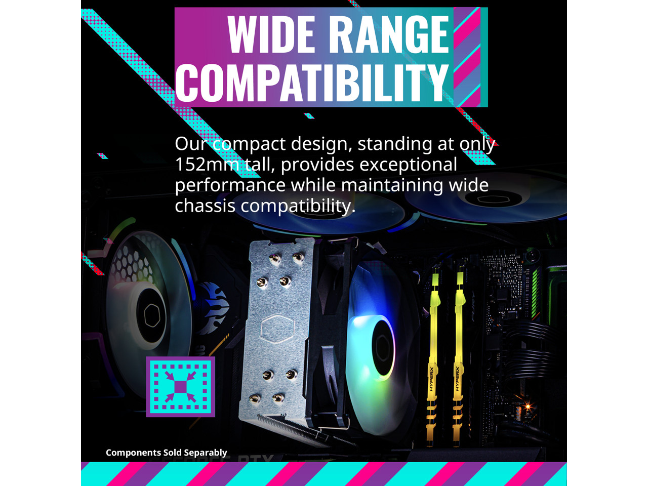 Cooler Master Hyper 212 Spectrum V3 CPU Air Cooler, ARGB Sync, 120mm PWM Fan, 4