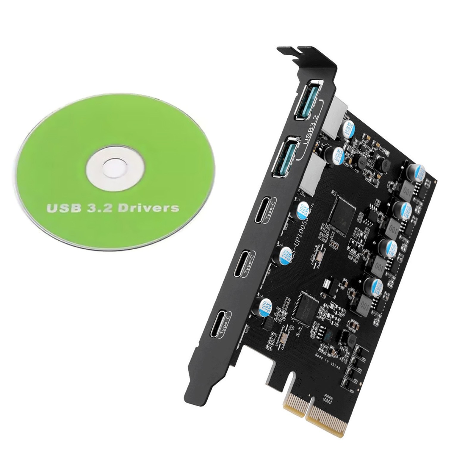 PCIe to Expansion Card 20 Gbps Bandwidth 5 Ports( 2*USB-A 3*USB-C) For Win