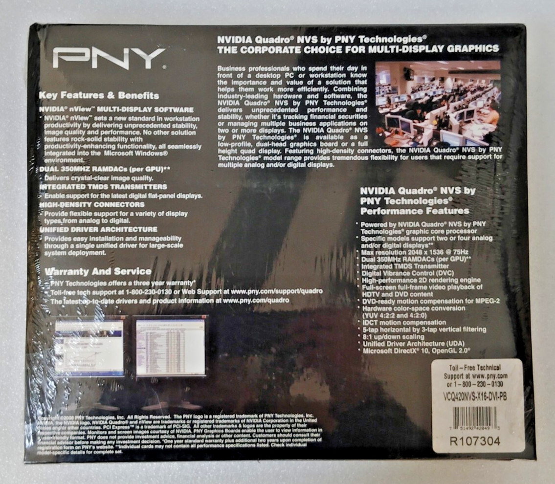 PNY Technologies Nvidia Quadro NVS 420 x16 512MB GDDR3 Memory Graphics Board