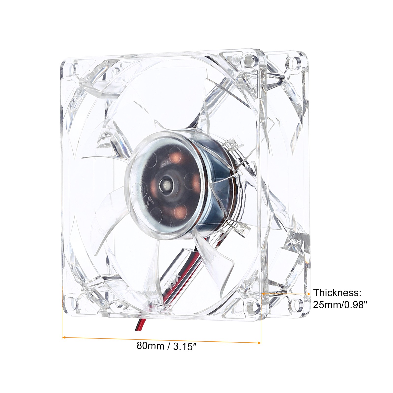 3Pcs Clear Computer Case Fan 1800RPM 80mm 4 Pin Blue 4 LED 12V with 12 Screws