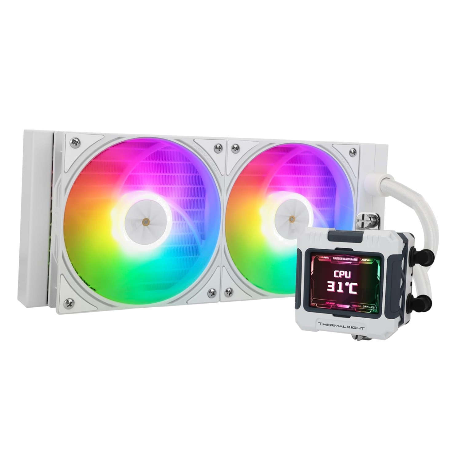 FW240 White ARGB Liquid CPU Cooler with LCD Screen