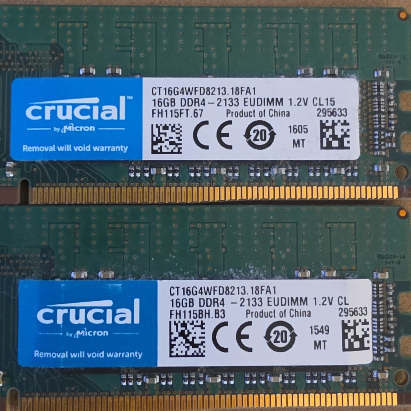 Crucial 32GB (2x16GB) DDR4-2133 PC4-17000 288-Pin UDIMM Unbuffered ECC
