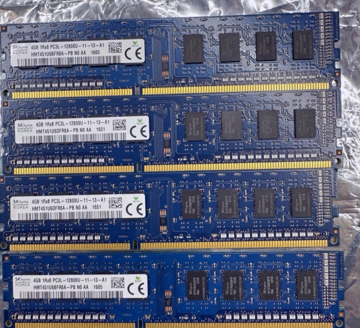4 PACK LOT !! SK Hynix 4GB 1Rx8 PC3 12800U-11-13-A1 Desktop RAM