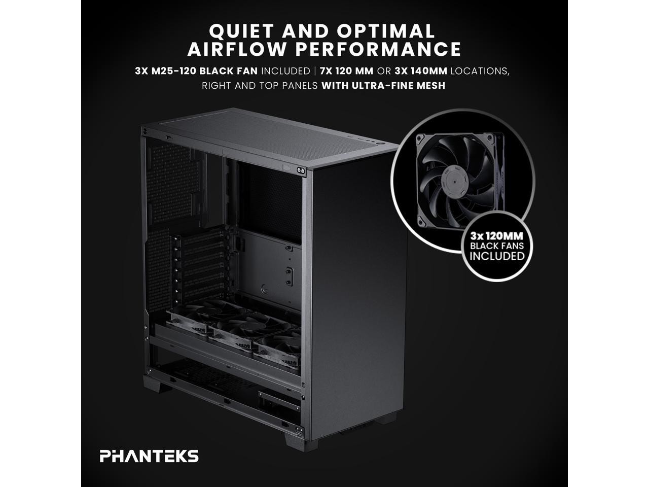 Phanteks PHXT523PSC_BK01 XT Pro Silent Mid-Tower Gaming Chassis Black