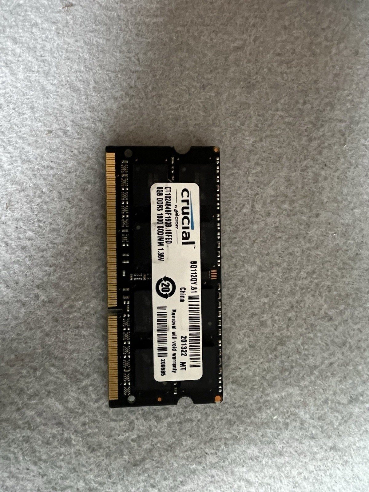 Crucial Sodimm Memory 8 GB RAM DDR3L 1600MHz CT102464BF160B