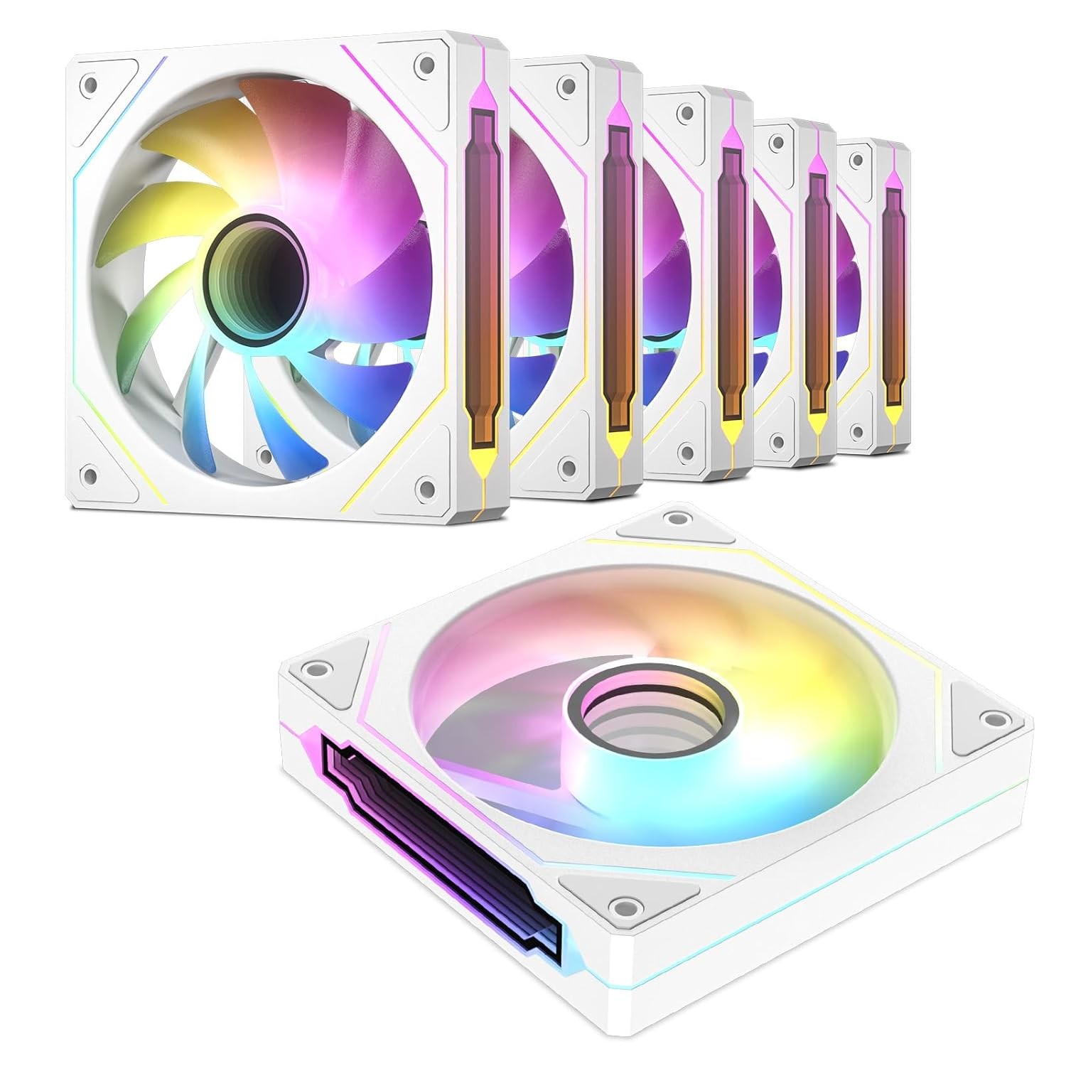 DARKROCK F120 6-Pack 120mm Infinite Mirror Case Fans – White