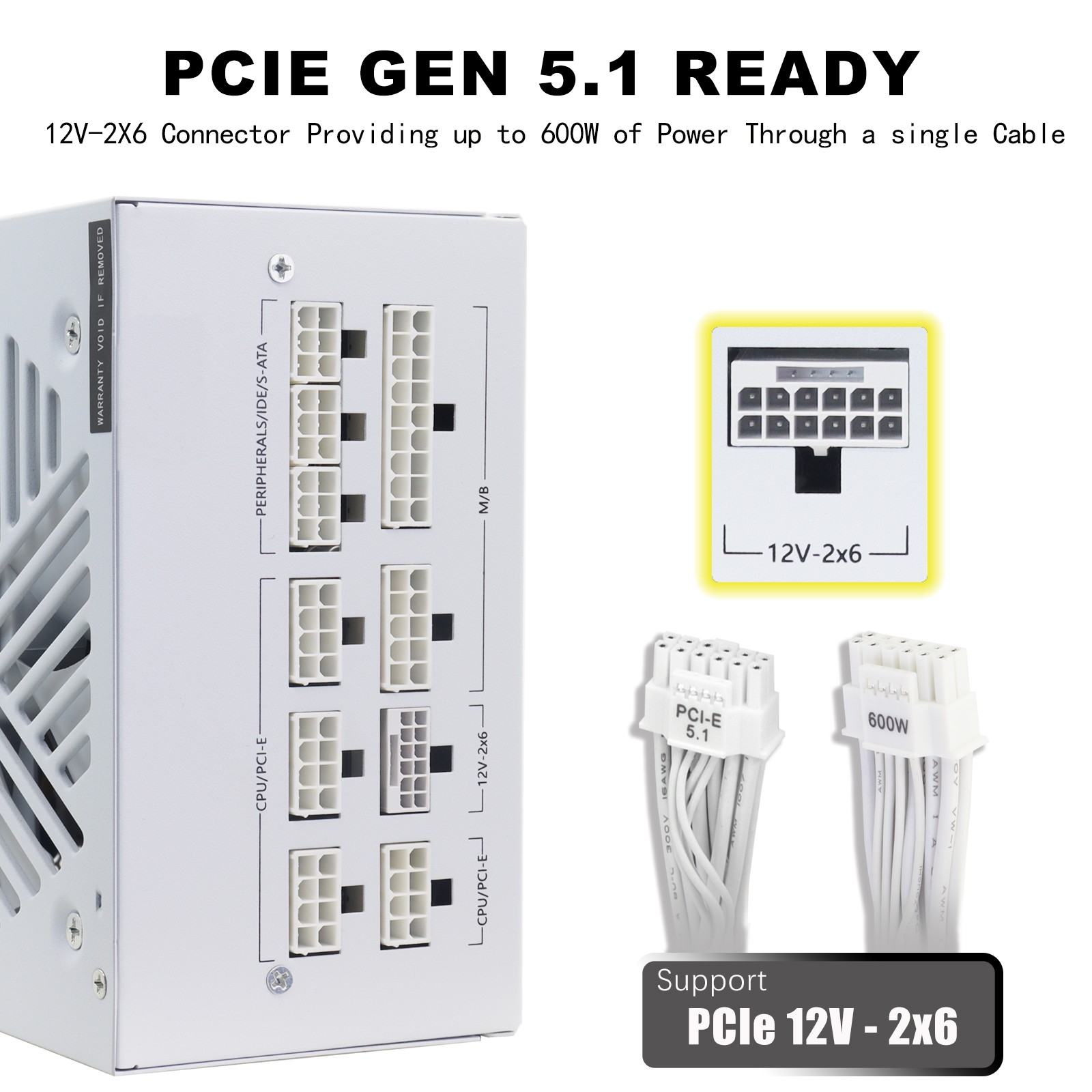 1000W Fully Modular Power Supply 80+ Gold, ATX 3.1&PCIe 5.1, Low-Noise Smart Fan