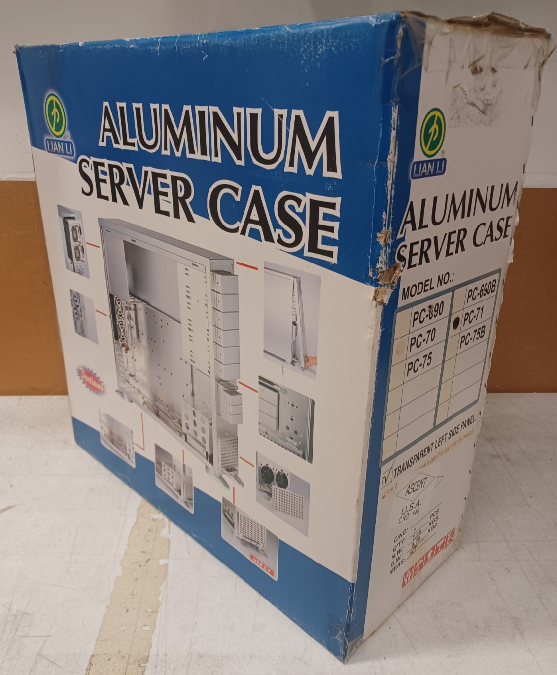 LIAN LI PC-71 Black Aluminum ATX Server Tower Missing Parts