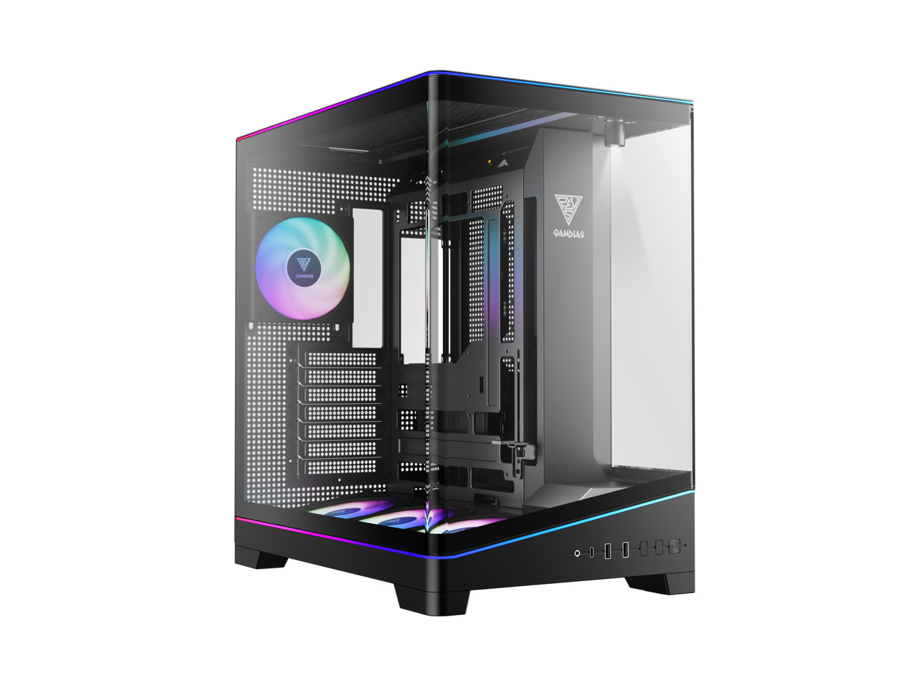 GAMDIAS Atlas P6 CG Mid-Tower Gaming PC, Mini-ITX, Micro-ATX, and ATX, 4x120mm P