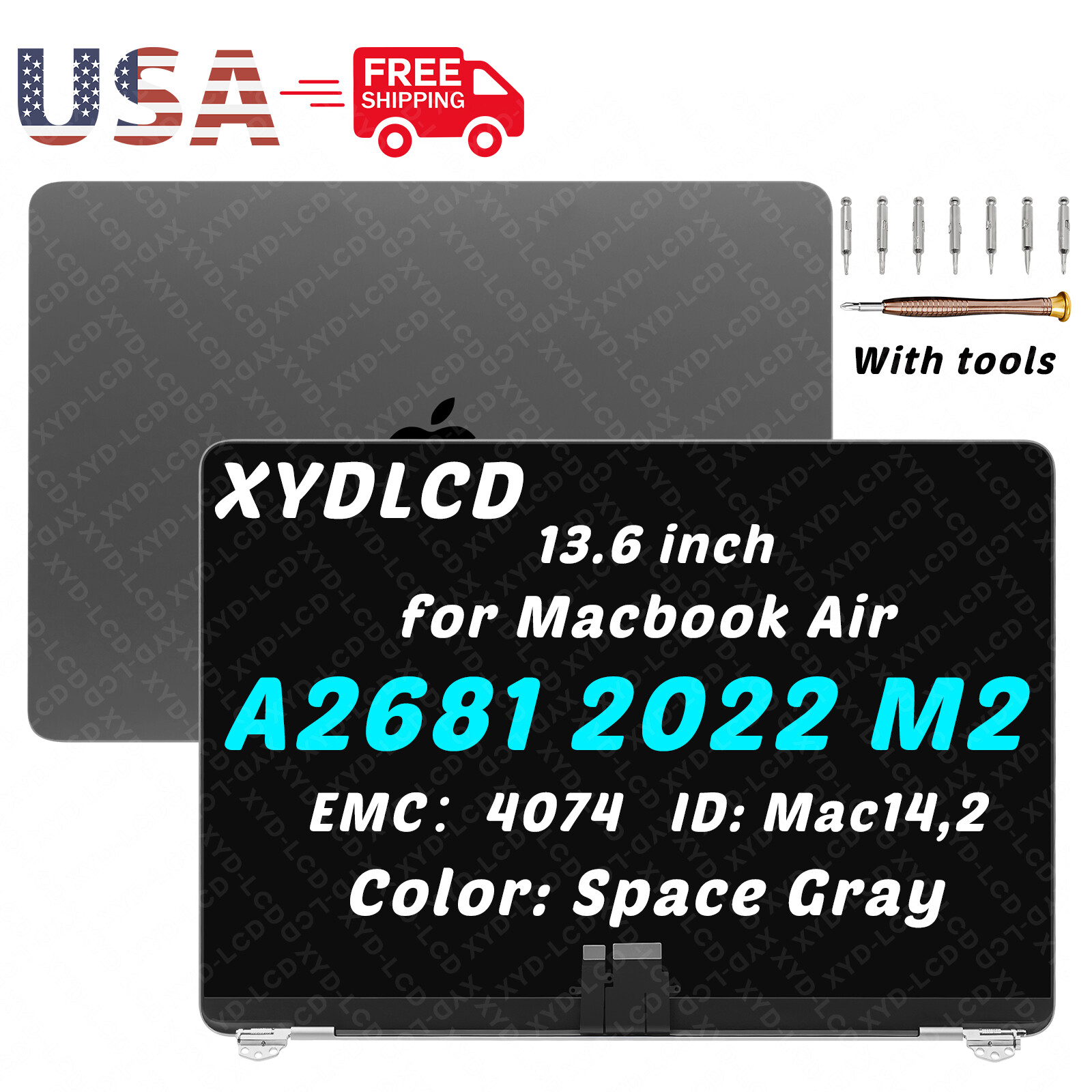 13″ for Macbook Air A2681 M2 2022 EMC4074 LCD Screen Display Assembly Space Gray