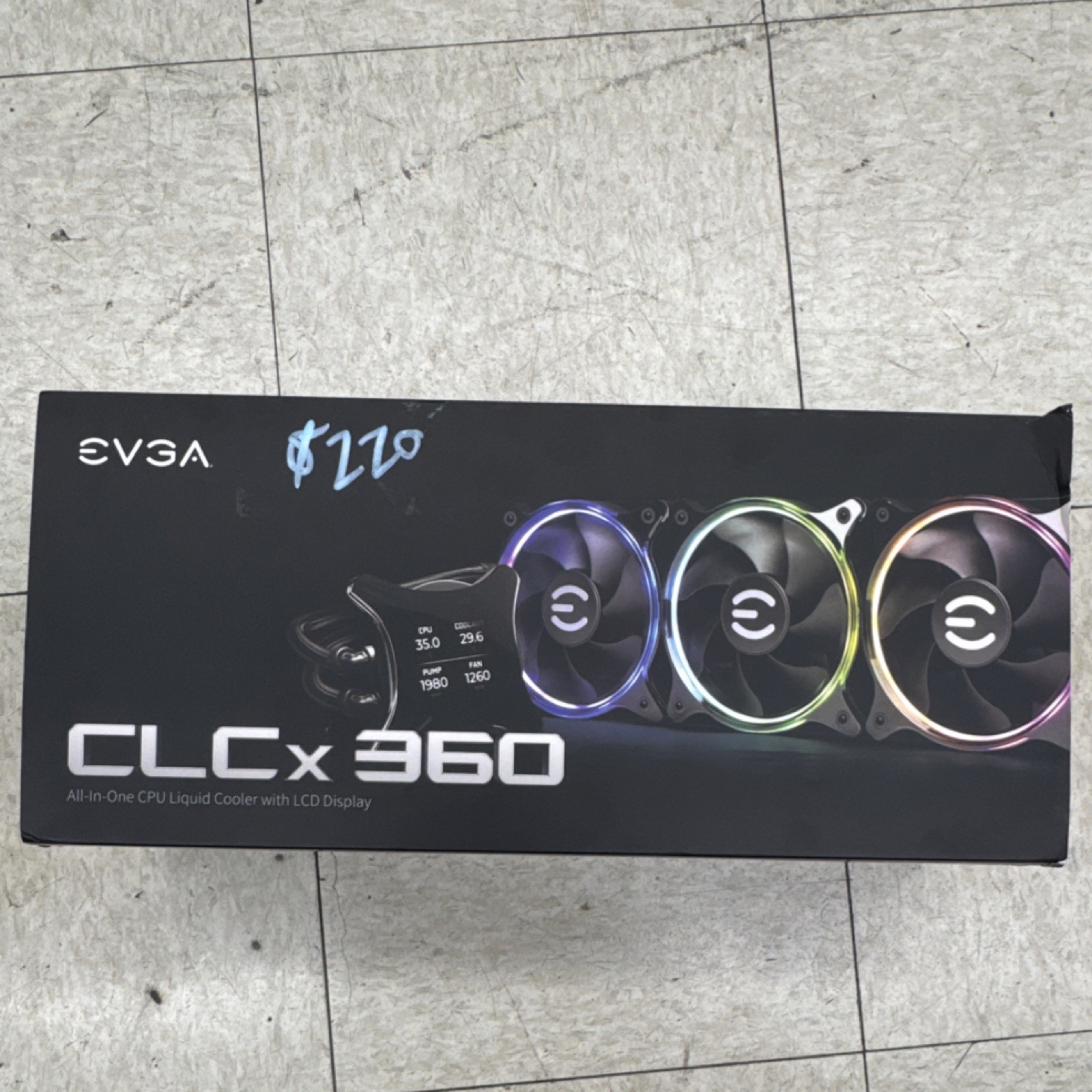 EVGA CLCx 360 Liquid Cooler Black Multicolor LCD Display 400-HY-CX36-V1