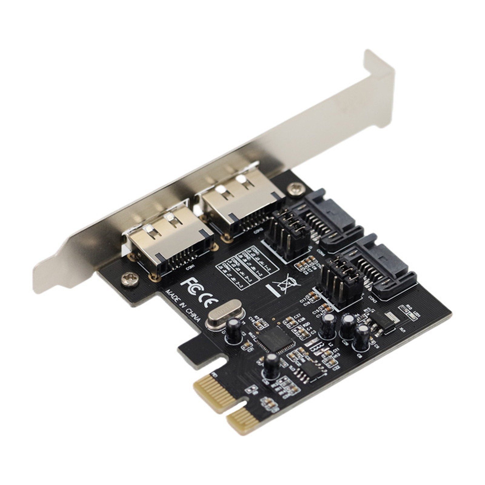 2 Port SATA III + 2 Port eSATA PCI-E x1 Host Adapter Card for ASM1061 Chipset