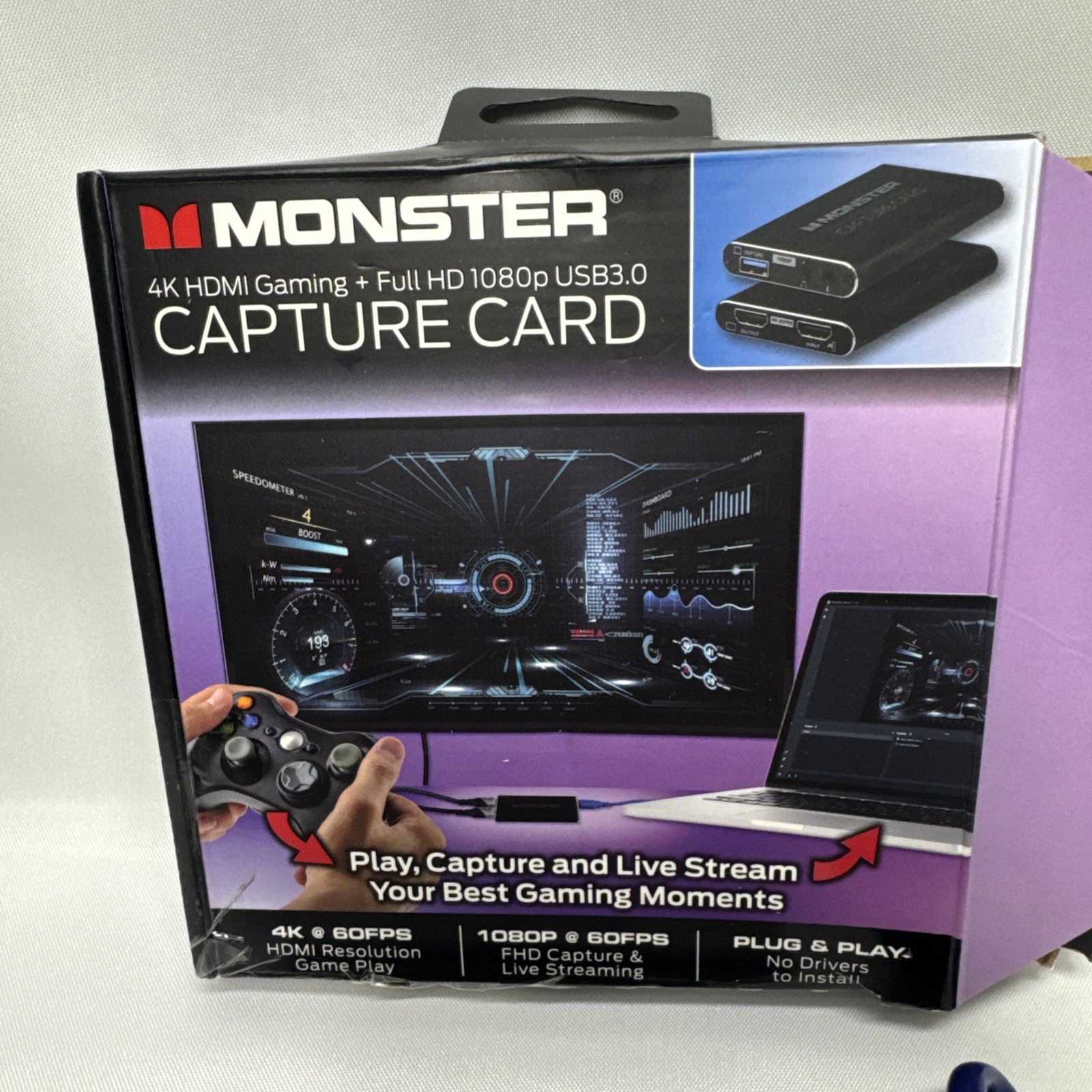 Monster 4K HDMI Gaming Capture Card Full HD 1080p with USB 3.0 ( Open Box )
