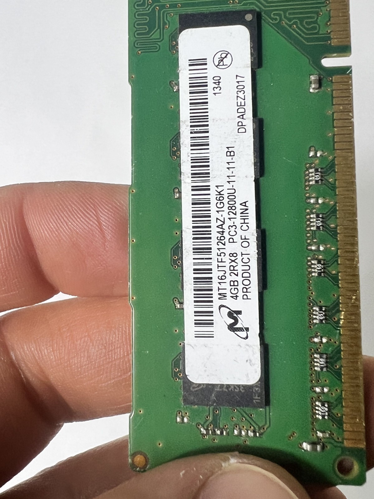Micron 4GB DDR3 2Rx8 1600MHz PC3-12800U MT16JTF51264AZ-1G6K1 CT51264BA160B.16FKD