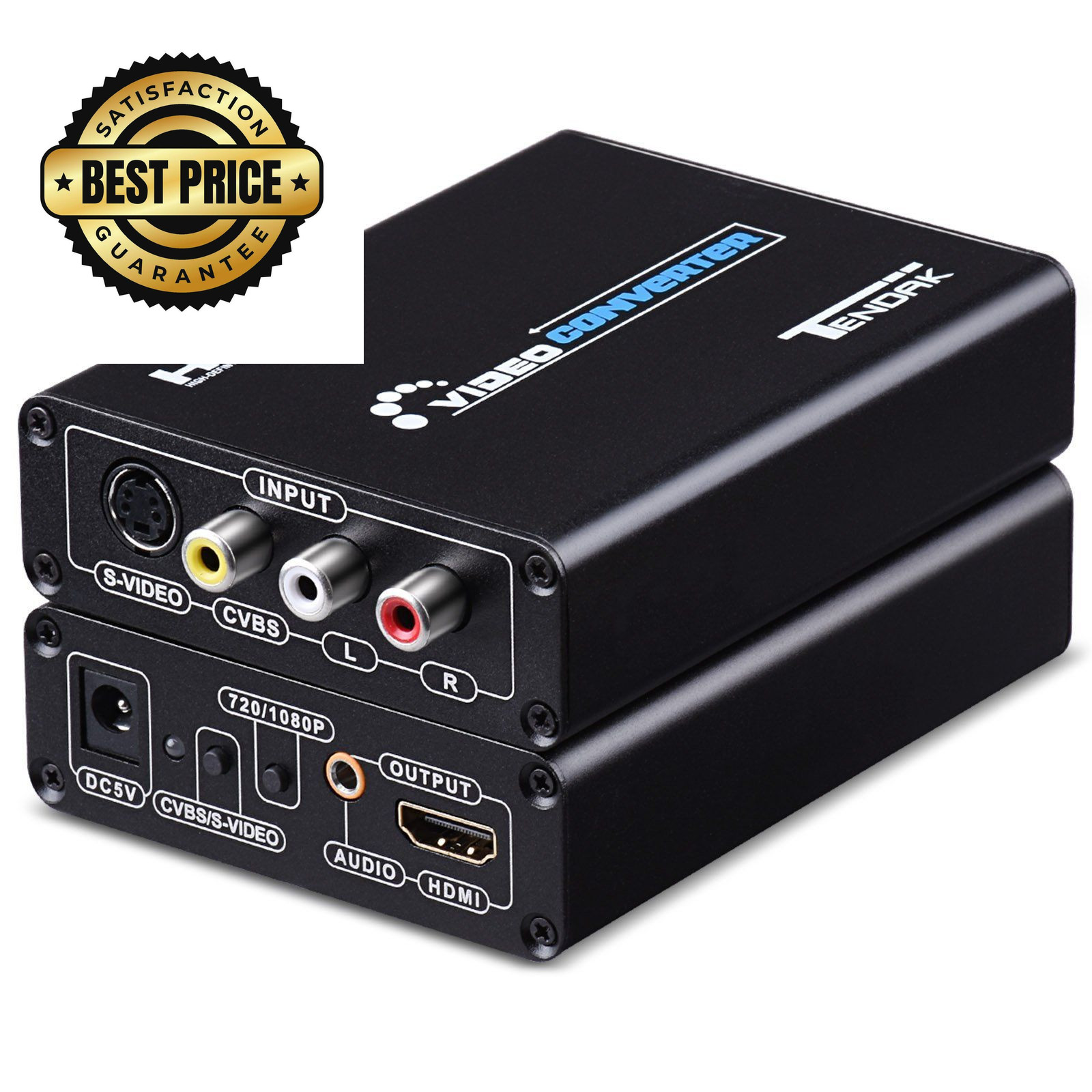Tendak 3RCA AV CVBS Composite & S-Video R/L S-Viceo & RCA to HDMI(Metal)