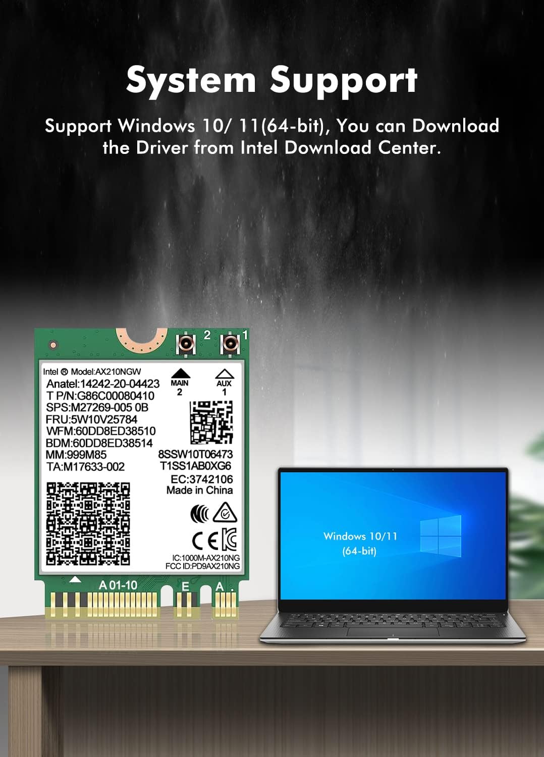 Wifi 6E Wireless Card Intel AX210 NGW Bluetooth 5.3 Tri-Band 5400Mbps Network Ad
