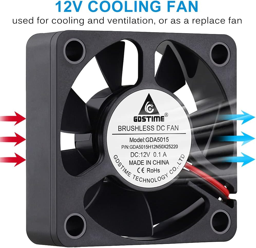 5015 50Mm X 50Mm X 15Mm 12V Dc Brushless Cooling Fan (2Pack)