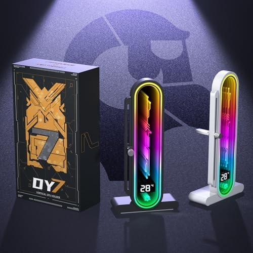 “Adjustable ARGB GPU Support Bracket with Temp Display – Universal 5V 3pin Graph