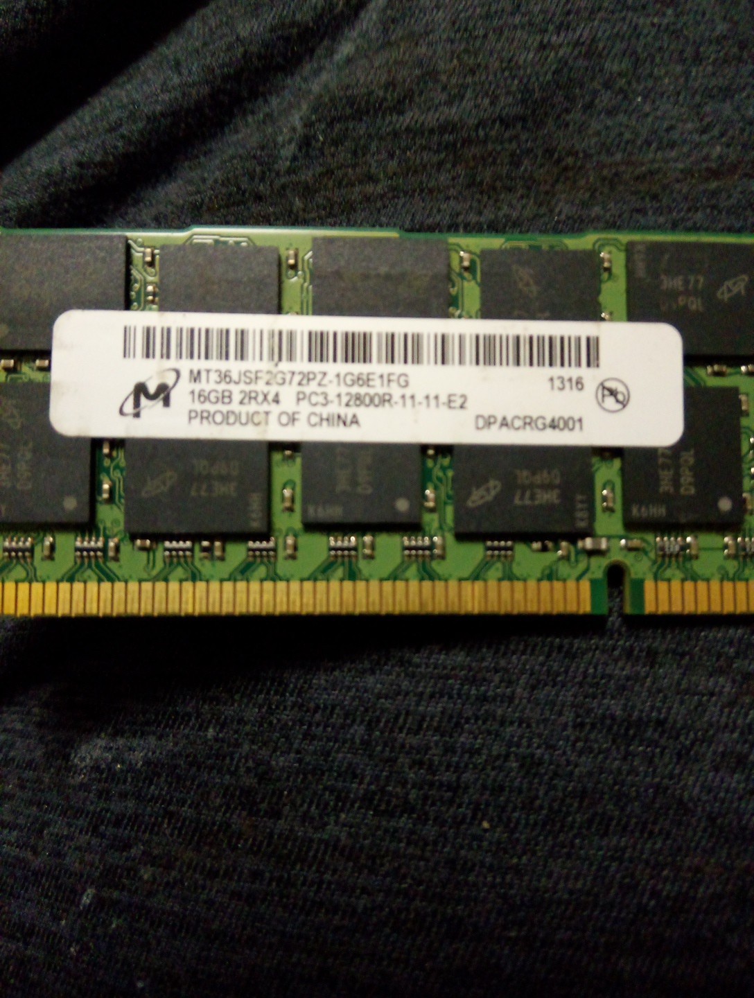 Lot of 3, Samsung 16GB PC3L-12800R Reg 2Rx4 ECC DDR3- IBM FRU 46W0674