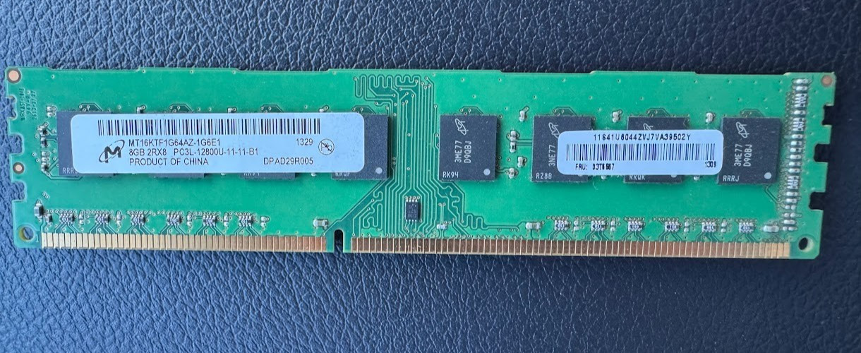 Micron 8GB (1 Stick) PC3L-12800U DDR3 1600 DIMM PC Memory MT16KTF1G64AZ-1G6E1