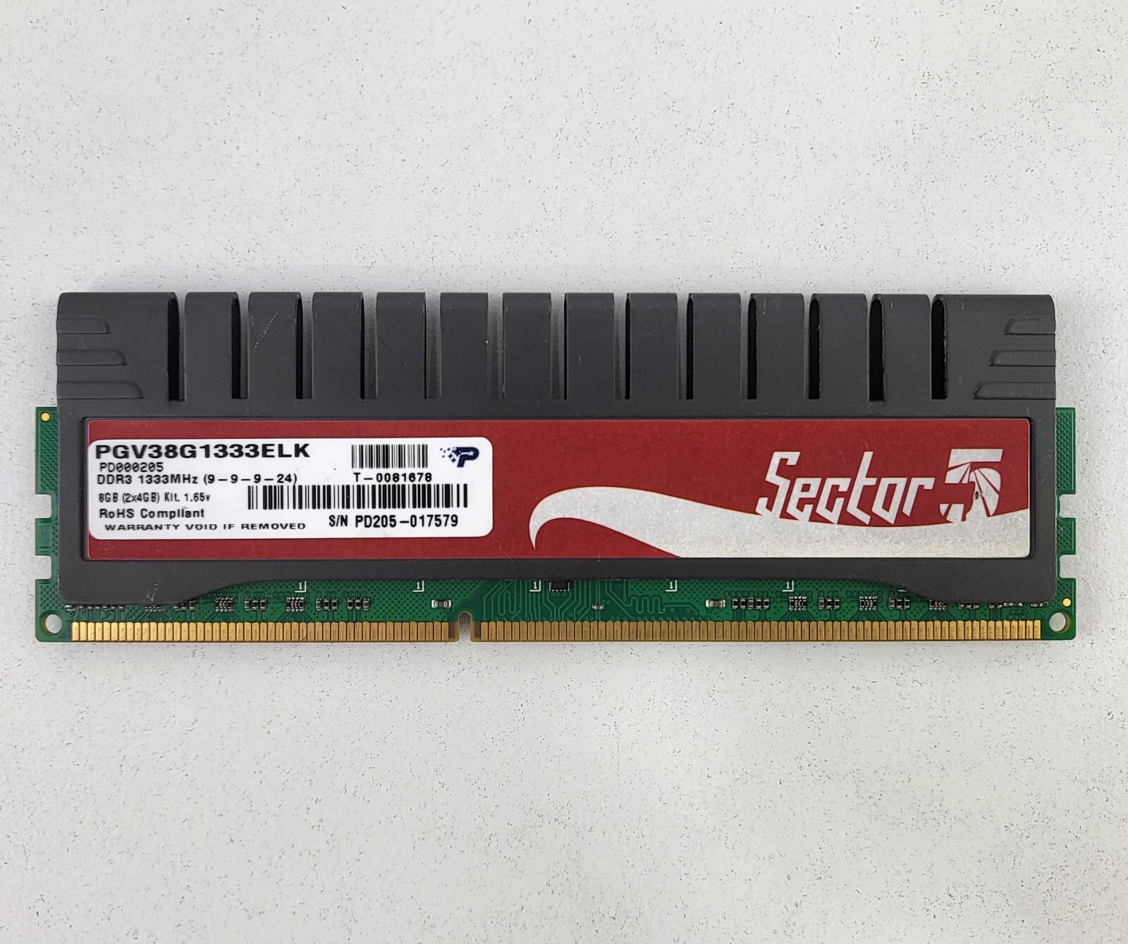 4GB Game Memory Patriot Sector DDR3-1333 PC3-10600 1.65V Desktop UDIMM 240 Shell