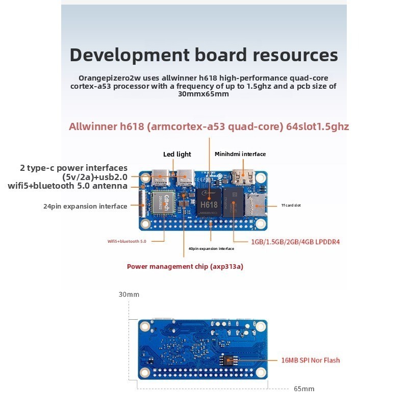 Orange Pi Zero 2W Single Board Computer RAM Android Ubuntu WiFi Bluetooth