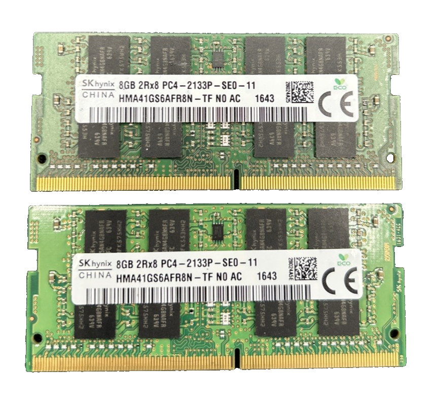 (Lot of 2) SK Hynix 8GB DDR4 2133MHz SODIMM RAM – 16GB Total – HMA41GS6AFR8N‑TF