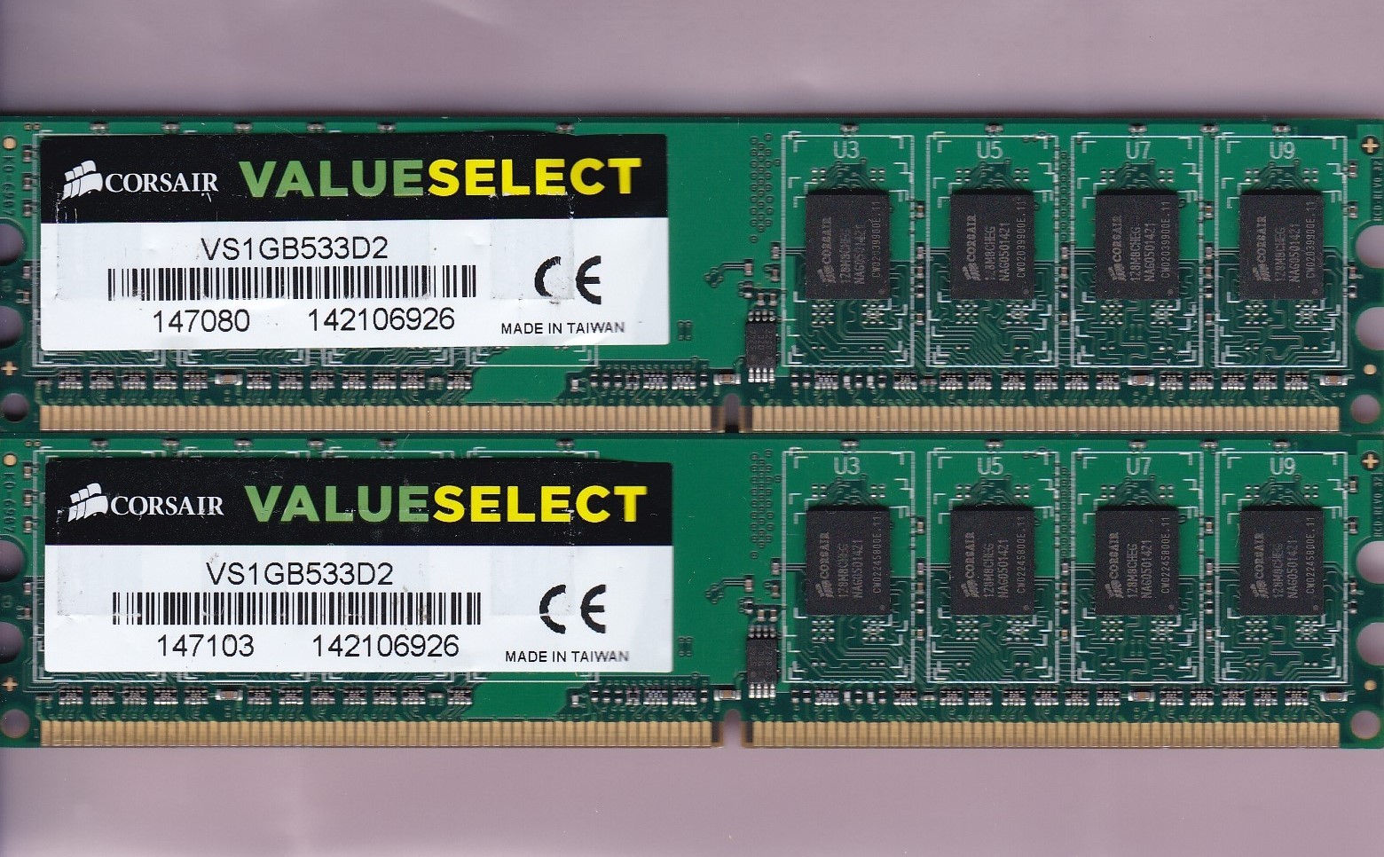 2GB 2x1GB PC2-4200 CORSAIR VS1GB533D2 ValueSelect DDR2-533 Desktop Memory Kit