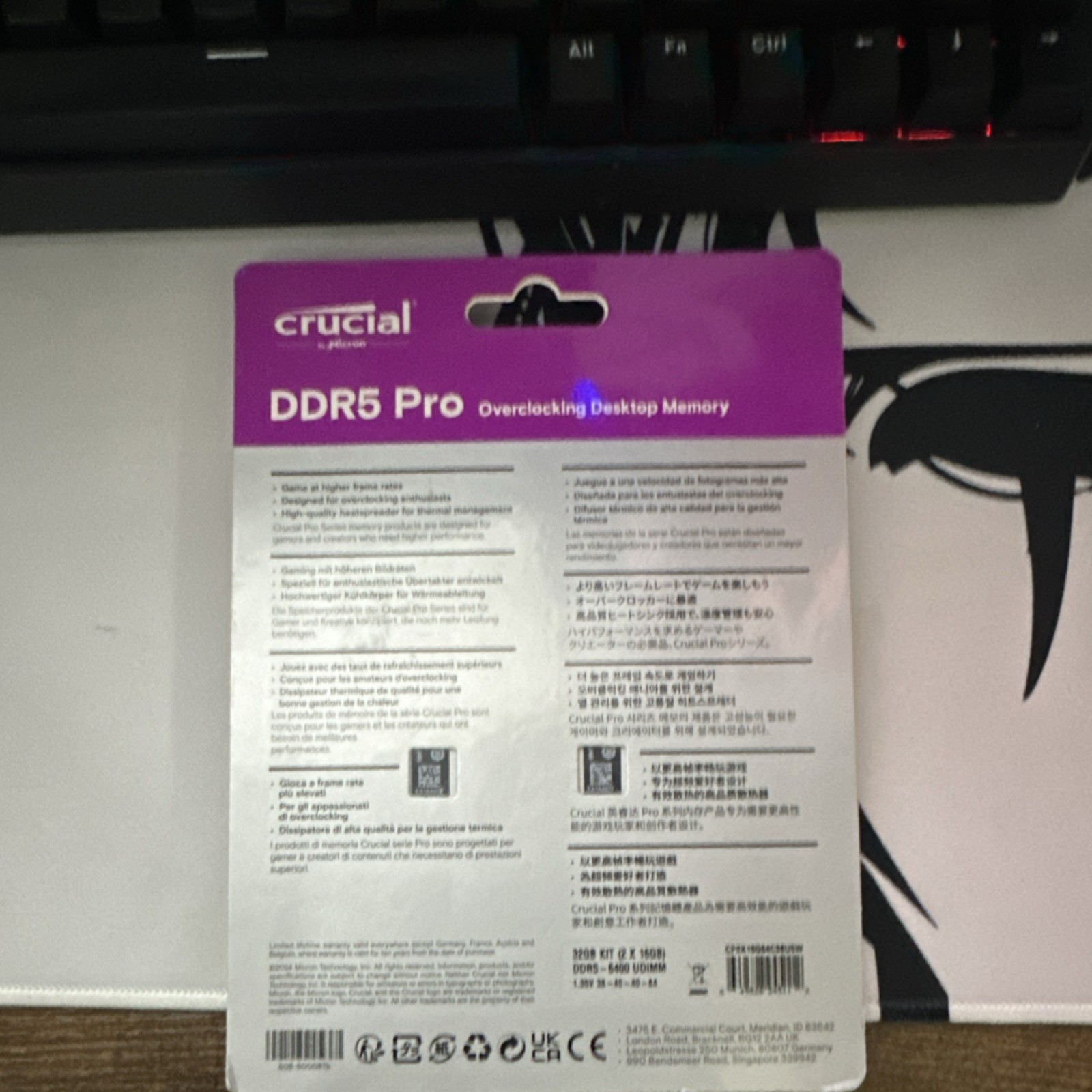 Crucial DDR5 Pro Overclocking 32GB (2x16GB) 6400MT/s UDIMM Desktop Memory