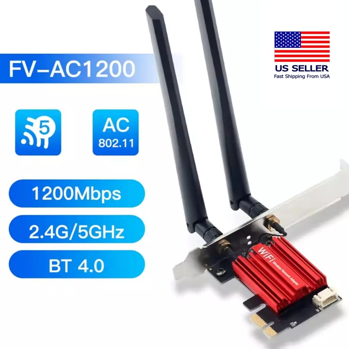 🔥SALE🔥AC1200 WiFi 5 PCIE WiFi Adapter Wireless Network Card-US seller