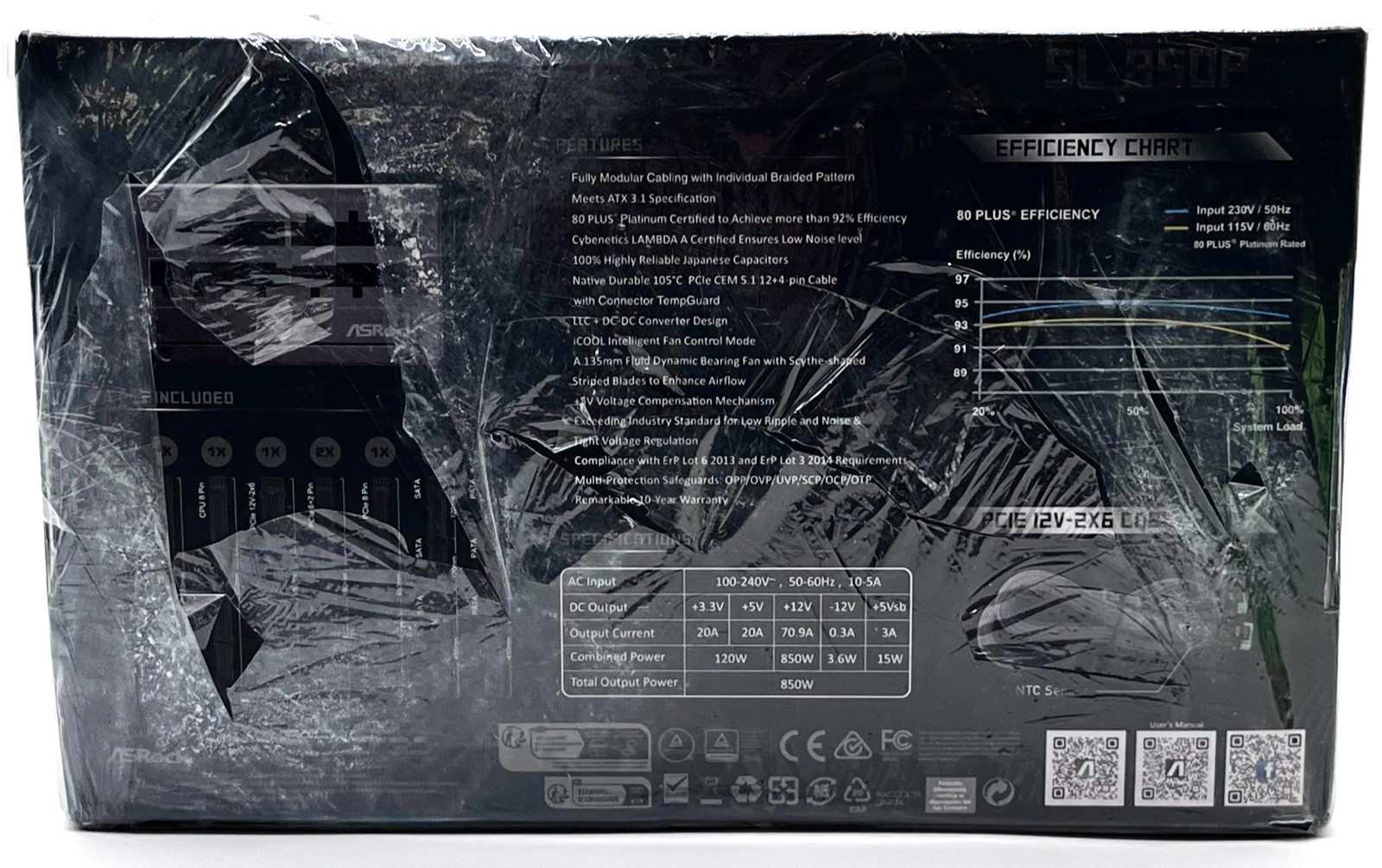 ASRock Steel Legend SL-850P 850W Platinum Full Modular Power Supply